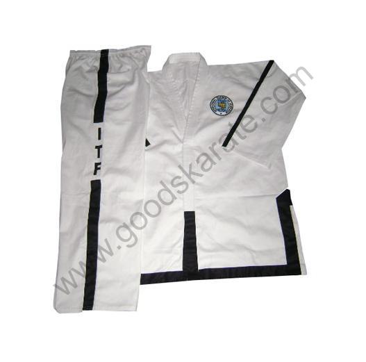 ITF White Dobok with Fully Black Trim